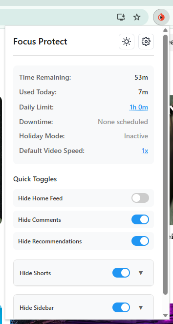 FocusProtect Light Mode Interface